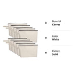 Sinzip 10 bolsas de maquillaje de lona de algodón con parte inferior y correa, bolsa de cosméticos multiusos con cierre bolsa de aseo de viaje, bolsa de lápices en blanco, Blanco, L, Bolsas de lona