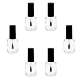 Botellas vacías de esmalte de uñas con cepillos Dupont – Juego de 6 – Cristal transparente – Incluye embudos (para un fácil relleno) y bolas de mezcla (para mejores resultados de mezcla) – Haz tu propio esmalte de uñas