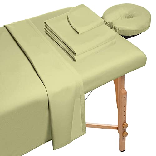 Juego de sábanas de microfibra de 3 piezas para mesa de masaje, incluye funda para reposamuñecas, funda para mesa de masaje y sábana bajera para masaje (salvia)