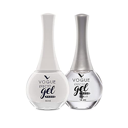 Kit Vogue Esmalte de Uñas efecto gel Transparente + Blanco Paz