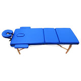 Cama De Masaje Portatil 3 Secciones Madera Y Vinil Azul Lobo
