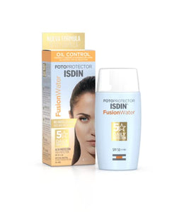 ISDIN Fotoprotector Fusion Water SPF 50, Protector Solar Facial de fase acuosa para uso diario, Textura ultra ligera, 50 ml