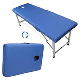 ▶ Cama De Masaje  Portátil, Cama de Pestañas Profesional Plegable, Cama de Masaje Cómoda Ajustable con Bolsa de Transporte Y Soporte de Acero Inoxidable Engrosado para Salón, SPA, Hogar, Oficina (Azul)