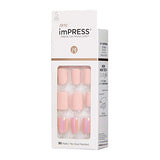 KISS imPRESS - Manicura a presión, kit de uñas, tecnología PureFit, uñas cortas a presión, mantener en contacto, incluye almohadilla de preparación, mini lima, palo de cutícula y 30 uñas postizas