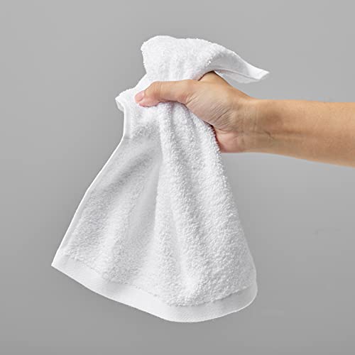Paños de secado rápido, extra absorbentes, algodón de rizo, paquete de 24, color blanco, 12 x 12 pulgadas