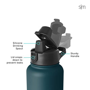 Botella de agua de plástico con tapa de popote de silicona con tapa abatible a prueba de fugas y asa sin BPA, Tritan transparente con marcadores de onzas, Ombre: Pacific Dream, 32 onzas