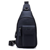 Mochila de cuero para hombre y mujer, bandolera de hombro, para día al aire libre, viajes, deportes, camping, senderismo, táctica, Viajar, Negro, Mochilas Daypack