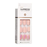KISS imPRESS - Manicura a presión, kit de uñas, tecnología PureFit, uñas cortas a presión, mantener en contacto, incluye almohadilla de preparación, mini lima, palo de cutícula y 30 uñas postizas