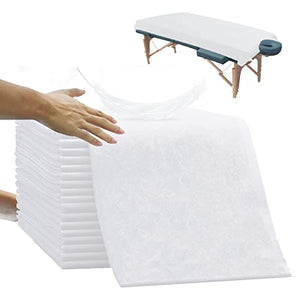 100 sábanas de mesa de masaje, sábanas desechables de spa, sábanas no tejidas transpirables, impermeables, para spa, tatuajes, salones, pestañas, suministros de esteticista, color rosa (blanco-1)