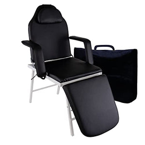 Sillon Camilla para Pestanas Cama para Faciales Ajustable Silla Cama para Masajes Profesional Cama Portatil Reclinable para Masaje Facial Big Room - Negro