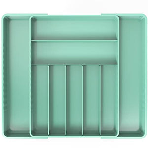 Simple Houseware Organizador de cubiertos expandible para cajones de cocina, turquesa