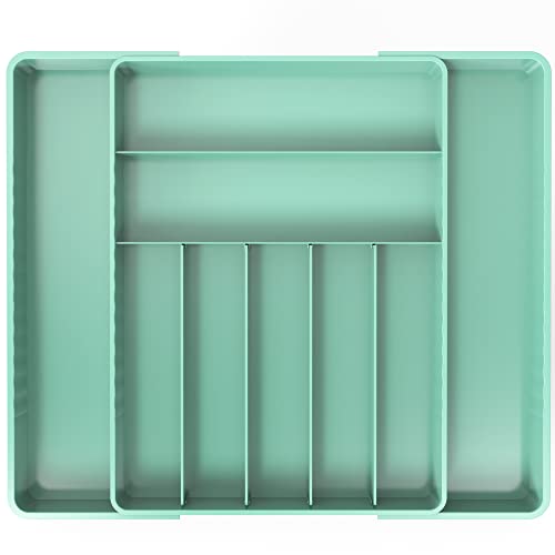 Simple Houseware Organizador de cubiertos expandible para cajones de cocina, turquesa