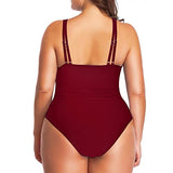 Traje de baño de una Pieza para Mujer, Talla Grande, Control de Abdomen, Fruncido, Forro Completo, Frente Cruzado, sin Espalda