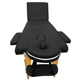 Cama De Masaje Portatil 3 Secciones Madera Y Vinil Negra 185x60 cm 1704-NE Lobo