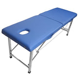 ▶ Cama De Masaje  Portátil, Cama de Pestañas Profesional Plegable, Cama de Masaje Cómoda Ajustable con Bolsa de Transporte Y Soporte de Acero Inoxidable Engrosado para Salón, SPA, Hogar, Oficina (Azul)