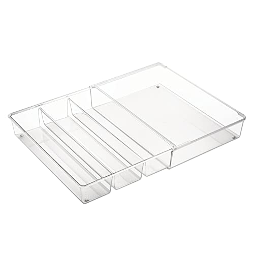 Cubertero para cajón extensible – Organizador de cubiertos para cajones – Separador de cajones para diversos utensilios de cocina – Color: transparente – 4 compartimentos