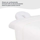 Juego de sábanas de Franela de 3 Piezas, Color Blanco, para mesas de Masaje, Incluye sábana encimera de Masaje, sábana Bajera Ajustable de Masaje y Funda de Descanso Facial Ajustable