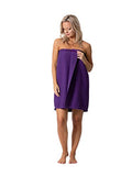 Turkish Linen Envoltura corporal Waffle Spa con cierre ajustable para mujer, Morado, XXL