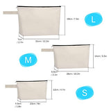 Sinzip 10 bolsas de maquillaje de lona de algodón con parte inferior y correa, bolsa de cosméticos multiusos con cremallera bolsa de aseo de viaje, bolsa de lápices en blanco, Negro, L, Bolsas de lona