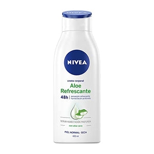 Nivea Crema Corporal Refrescante con Aloe Vera para Piel Normal y Seca, 48 horas de Humectación Profunda, 400 ml