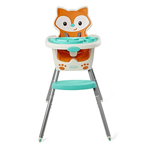 Infantino - Silla de bebé 4 en 1 – Ahorro de espacio, elevador multietapa y silla para niños pequeños con alfombrilla multiusos para comida y charola apta para lavavajillas, en un diseño de zorro