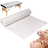 Rollo de sábanas desechables no tejidas – 2 rollos de 100 piezas, color blanco suave y transpirable para masaje de belleza, salón facial, tatuaje, sábana, cubierta de papel con agujero 80 x 180 cm por pieza