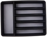 Organizador de Bandeja de Cubiertos Rubbermaid Antideslizante, Grande, Negro con Gris