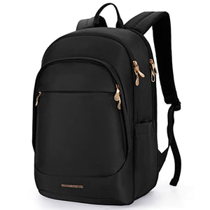 Mochila de viaje para laptop para mujer, mochila antirrobo de 15.6 pulgadas con agujero de carga USB, resistente al agua, mochila escolar universitaria, mochila de computadora negra de gran capacidad para el trabajo, color negro