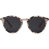 ▶ Anteojos de sol polarizadas redondas retro para mujeres y hombres, clásicas clásico Sunnies SJ2069, Beige Tortoise/Gris, Mediano