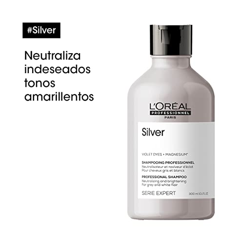 L'Oréal Professionnel Shampoo Morado Silver | Matizador para Cabello con Canas o Platinado | Nutre y Otroga Brillo | 300ML