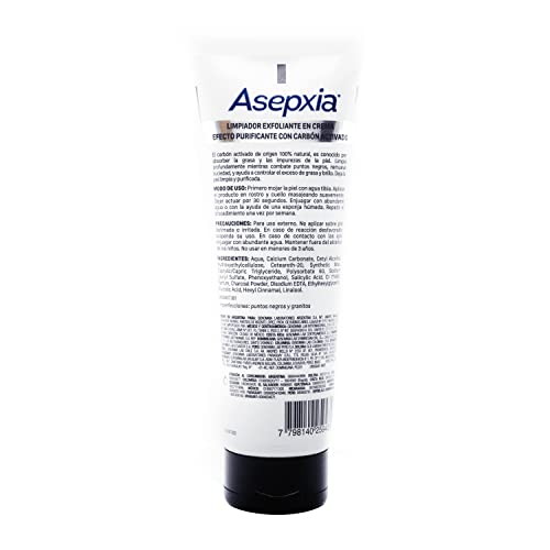 Asepxia Limpiador Exfoliante Purificante CARBÓN DETOX, piel mixta con imperfecciones, tubo 30 g