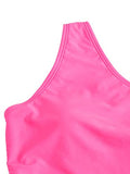 ▶ Traje de baño de una pieza para mujer, con un hombro recortado, monokini, Rosado, M