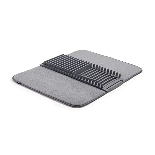 Escurridor de platos con tapete de microfibra, 61 x 45.7 cm, color gris carbón