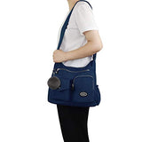 SUKRY Bolsa cruzada de nailon para mujer con bolsillo RFID antirrobo, bolsa de hombro impermeable y bolso de mano, Azul oscuro