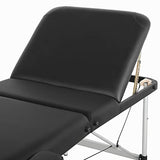 Cama de masaje plegable de aluminio para spa, cama de salón de tatuajes faciales, 3 mesas de masaje plegables, color negro