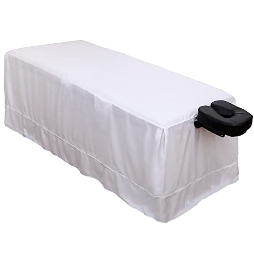 Falda de mesa de masaje, funda protectora para mesa de masaje, falda de cama de microfibra para adaptarse a mesas de masaje de tamaño estándar, barrera de mesa de masaje ligera y reutilizable