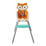 Infantino - Silla de bebé 4 en 1 – Ahorro de espacio, elevador multietapa y silla para niños pequeños con alfombrilla multiusos para comida y charola apta para lavavajillas, en un diseño de zorro