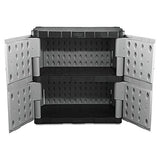 Rubbermaid - Armario de Almacenamiento pequeño con Puertas, Armario de Almacenamiento con Cerradura, 45.7 cm de Profundidad x 91.4 cm de Ancho x 91.7 cm de Alto, Gris/Negro