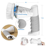 SZFIXEZ cepillo para polvo de limpieza eléctrico inalámbrico para baño, limpiador eléctrico giratorio con 4 cabezales de cepillo para polvo de limpieza de ducha reemplazables para pared, baño, piso de azulejos, tina, inodoro, ventana