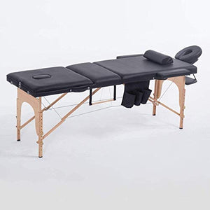 Camas de Masaje, Cama de masaje portátil tatuaje moxibustión fisioterapia cama Belleza Cama SPA Cama con estuche de transporte extra ancho Negro