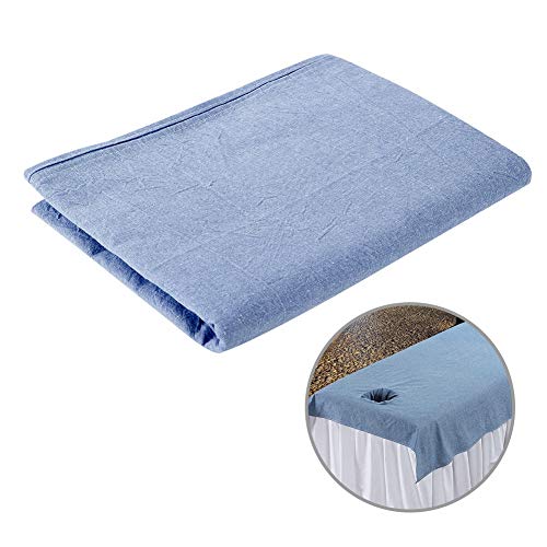 Sábana de 8 colores - Salón de belleza Masaje SPA Funda de sofá Funda de cama de algodón suave con orificio de respiración facial(azul marino)