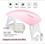 Mini LED Lámpara Uñas UV, 6W Lámpara de Uñas UV LED de Esmaltes de gel, UV Secador de Uñas para Uñas de Gel 2 Ajustes de Tiempo 45s y 60s, con Herramientas Profesionales de Arte de Uñas Para Manicura/Pedicura Nail Art en el Hogar