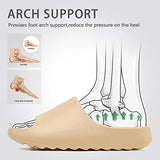 Pantuflas de almohada para hombres y mujeres, de secado rápido, sandalias de plataforma gruesa y suave de secado rápido, sandalias de ducha diarias, pantuflas de baño antideslizantes de verano para interiores y exteriores, Caqui, 14 Wide