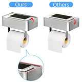 Soporte de papel higiénico con estante, dispensador de toallitas desechables para almacenamiento de toallitas de baño, mantiene tus toallitas ocultas fuera de la vista, organizador de pared de acero inoxidable SUS304 (níquel cepillado)