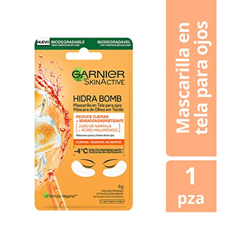 Garnier Skin Naturals Face Mascarilla facial en tela para ojos anti arrugas con naranja, hidra bomb de garnier, 1 pza Naranja