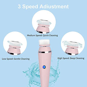 AVEDISTANTE Cepillo Limpiador Facial 4 en 1, 3 Velocidades USB Recargable Exfoliante y Masaje Facial
