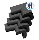KidKusion 4 cojines de esquina de seguridad, paquete de 4 unidades, color negro, protector de esquina a prueba de niños, fabricado en Estados Unidos, seguridad infantil, parachoques de seguridad para muebles del hogar, protector de mesa a prueba de bebés,