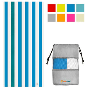 Toalla de playa última intervensión de arena, de microfibra, de secado rápido, absorbente, grande, delgada, para viajes, piscina, camping, yoga, plegable, ligera, compacta, de gran tamaño para adultos (azul, 78 x 35 pulgadas)