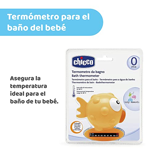 Chicco, Termómetro para baño de bebé, Forma de pez, Color Naranja