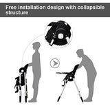 Silla alta Infans para bebés y niños pequeños, silla plegable con respaldo ajustable múltiple, reposapiés y altura del asiento, bandeja extraíble, cojín de piel sintética desmontable, ruedas traseras integradas, Negro, 54 x 75x 105 (L x W x H)